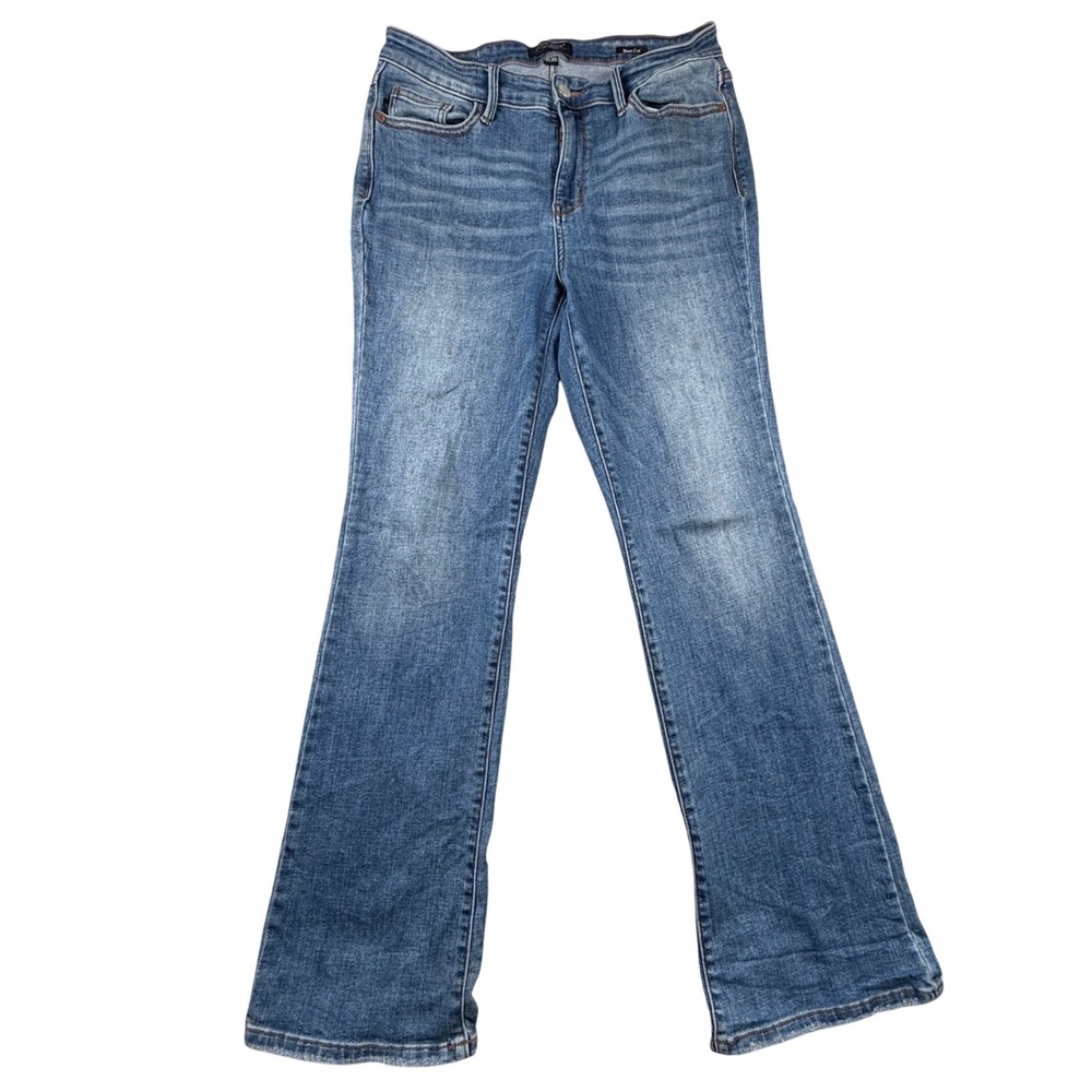 Judy Blue Los Angeles Boot Cut Medium Wash High Rise Raw Hem Jeans 11/30